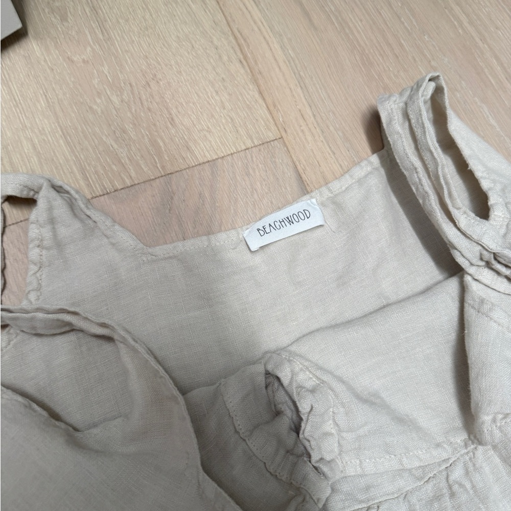 Maternity Beachwood Linen Women's Cream Tiered Summer Sundress - Picture 7 of 8